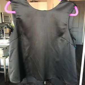 Black satin open-back top